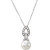 14k White Gold 8mm Freshwater Cultured Pear & 1/10 ctw. Diamond 18-inch Necklace
