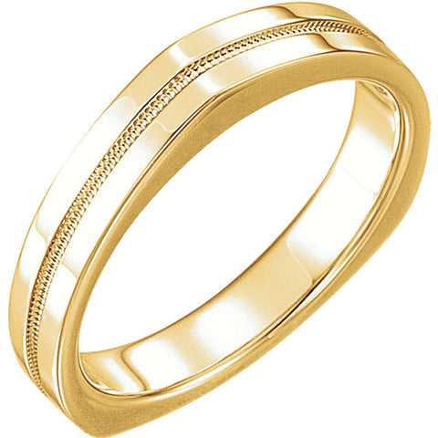 14k Yellow Gold 3.5mm Band for Square Shank Solitaire Mounting, Size 7