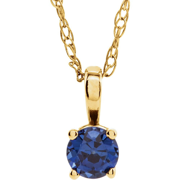 14k Yellow Gold Chatham® Created Blue Sapphire 