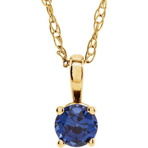 14K Yellow Gold Chatham« Created Blue Sapphire 14-Inch Necklace