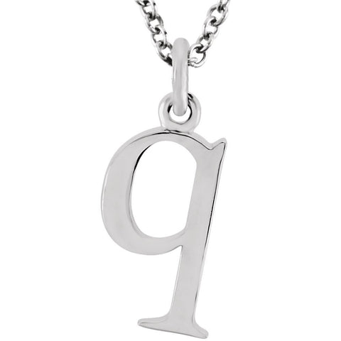 14k White Gold "q" Lowercase Initial 16" Necklace