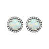 14k White Gold Created Opal & 1/8 CTW Diamond Earrings
