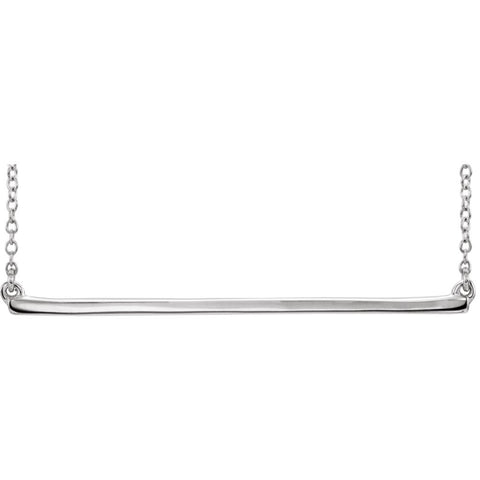 14k White Gold Straight Bar 16-18" Necklace
