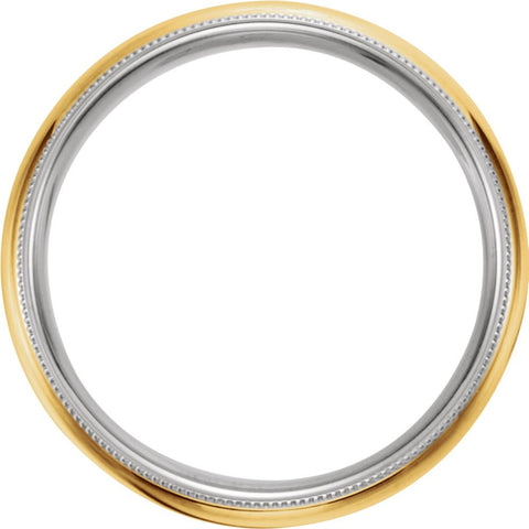 14K Yellow & White 6mm Milgrain Band Size 11