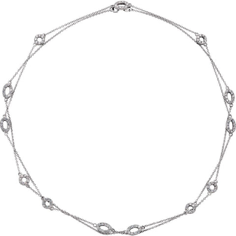 Sterling Silver Rhodium Plated Cubic Zirconia 36" Necklace