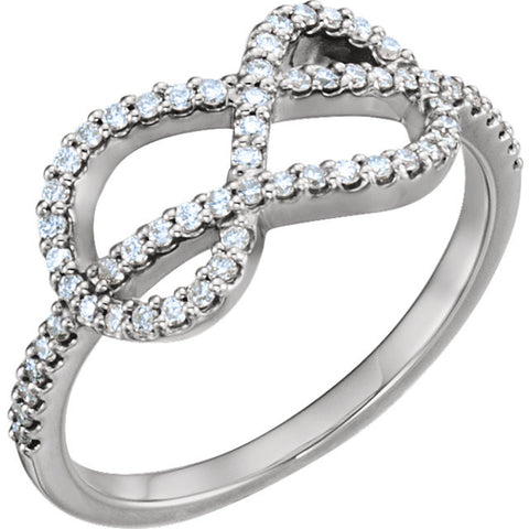 14k White Gold 1/3 CTW Diamond Knot Ring, Size 7