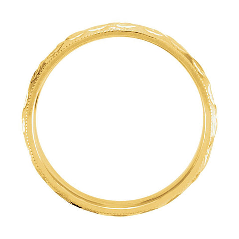 14K Yellow & White 6mm Comfort-Fit Design Band Size 7.5
