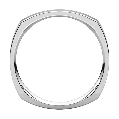 14k White Gold 3mm Square Comfort Fit Band, Size 6