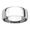 14k White Gold 7mm Half Round Light Band, Size 8