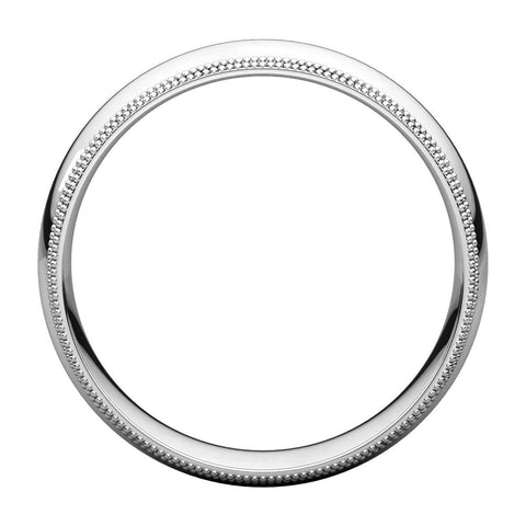 14k White Gold 6mm Double Milgrain Comfort Fit Band, Size 8.5