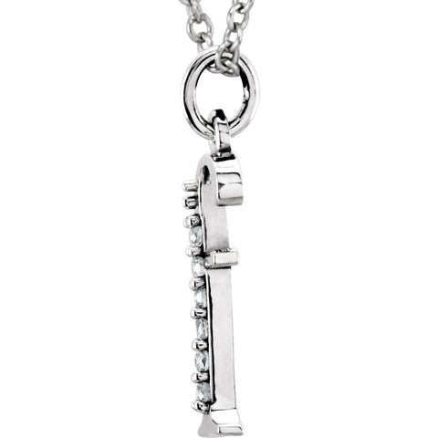 14k White Gold .03 CTW Diamond Lowercase Letter "f" Initial 16" Necklace