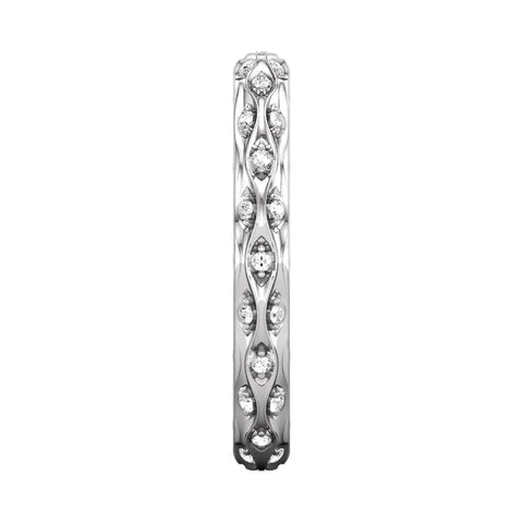 14k White Gold 1/5 CTW Diamond Sculptural-Inspired Eternity Band Size 5.5