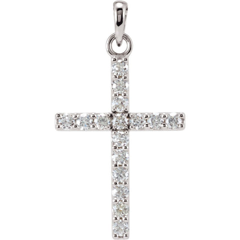 14k White Gold 1/3 CTW Diamond Cross Pendant