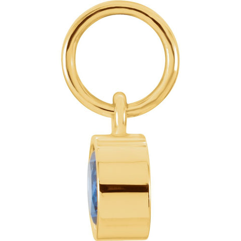 14k Yellow Gold Imitation Blue Sapphire Birthstone Charm