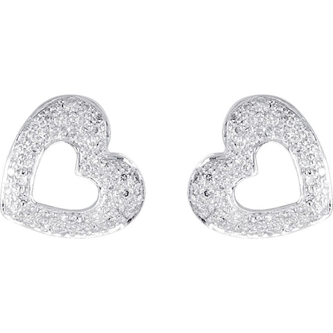 14k White Gold 1/4 CTW Diamond Heart Earrings