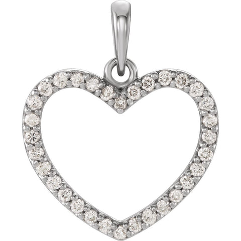 14k White Gold 1/4 CTW Diamond Heart Pendant