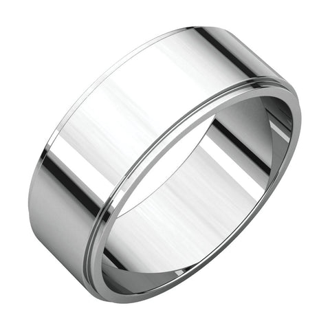 14k White Gold 7mm Flat Edge Band, Size 7