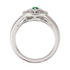 Sterling Silver 2mm Round Emerald Ring Size 5
