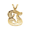 Medium Initial Pendant with initial 'T' in 14k Yellow Gold