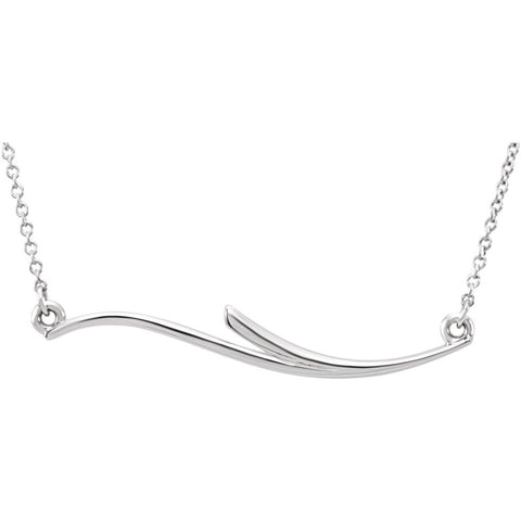 14k White Gold Curvilinear Bar 17.5" Necklace