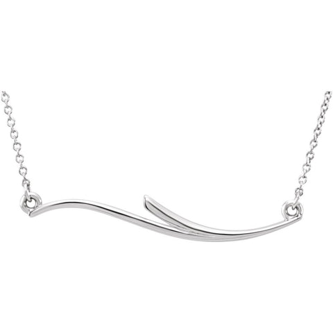 14k White Gold Curvilinear Bar 17.5" Necklace
