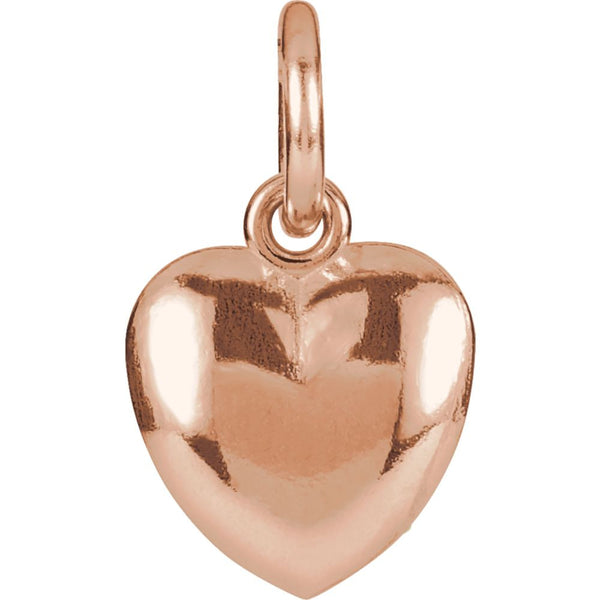 14k Rose Gold 15.5x8.9mm Puffed Heart Charm with Jump Ring