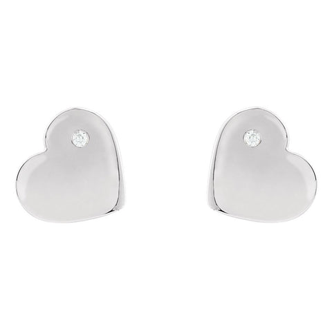Sterling Silver Diamond Accented Heart Earrings