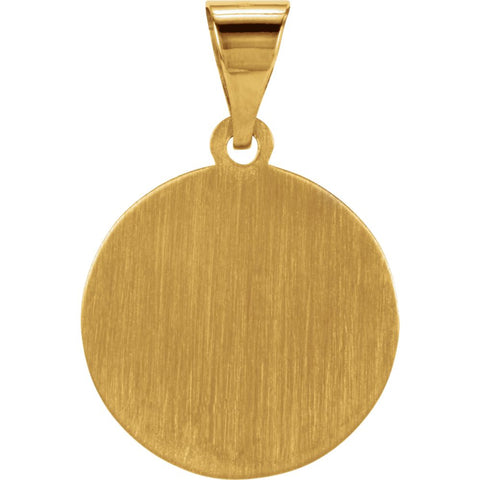 14k Yellow Gold 15mm Hollow Round St. Christopher Medal