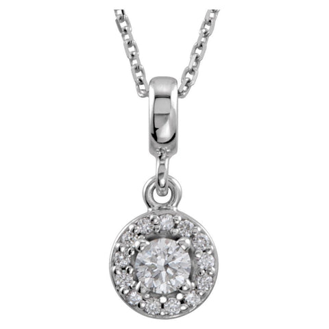 14k White Gold Halo-Style Pendant or Necklace