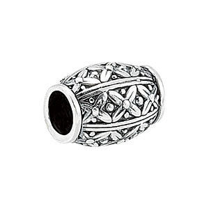 Sterling Silver 12.35x9.3mm Floral-Inspired Slider Bead