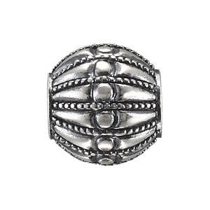 Sterling Silver 11.25x10.45mm Round Vintage-Style Bead