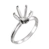 14k White Gold 9.1-9.7mm Round Pre-Notched 6-Prong Solitaire Ring Mounting, Size 6