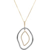 Open Silhouette Dangle Necklace in Sterling Silver and 14k Yellow Gold ( 18 Inch Chain )