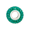 Sterling Silver 12x8mm Emerald-Colored Crystal Pavé Bead