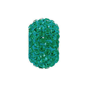 Sterling Silver 12x8mm Emerald-Colored Crystal Pavé Bead
