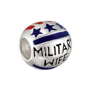 Sterling Silver 9mm Military Wife Enamel Bead