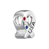 Sterling Silver 9mm USA Ribbon Bead with Crystals