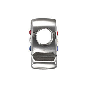 Sterling Silver 9mm USA Ribbon Bead with Crystals