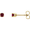 14k Yellow Gold Imitation Garnet Kid's Earrings