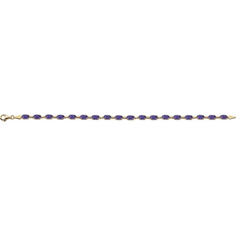 14k Yellow Gold Amethyst 7" Bracelet