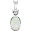 14k White Gold Opal & .02 CTW Diamond Bezel Set Pendant