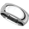 14k White Gold 8mm Double Milgrain Comfort Fit Band, Size 11