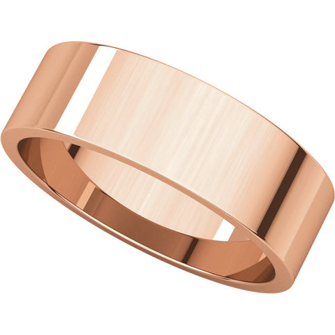 14k Rose Gold 6mm Flat Band, Size 7