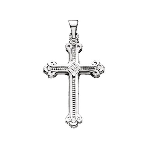 14k White Gold 32x22mm Cross Pendant