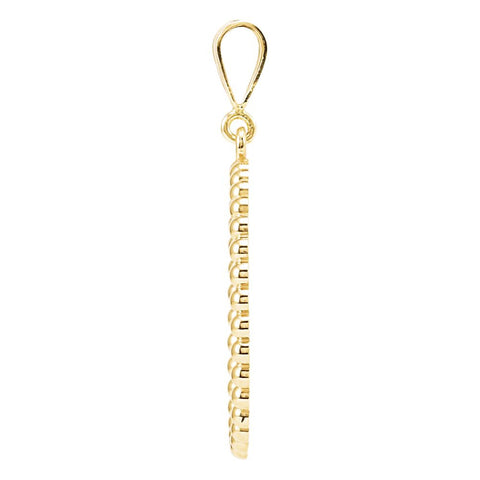 14k Yellow Gold Beaded Circle Silhouette Pendant