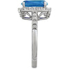 14k White Gold Swiss Blue Topaz & .07 CTW Diamond Ring, Size 7