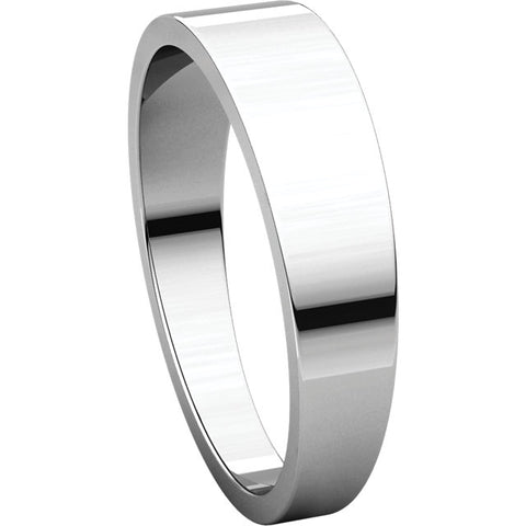 14k White Gold 5mm Flat Tapered Band, Size 6