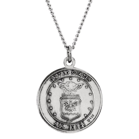Sterling Silver 18mm St. Christopher U.S. Air Force Medal 18" Necklace