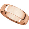 14k Rose Gold 5mm Half Round Light Band, Size 9.5