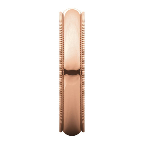 14k Rose Gold 4mm Milgrain Comfort Fit Band, Size 7